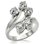 Jewellery Kingdom Ladies Cubic Zirconia Stainless Steel Solitaires 5 stone Pretty Sparkling Ring (Silver) - Jewelry Rings - British D'sire