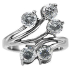 Jewellery Kingdom Ladies Cubic Zirconia Stainless Steel Solitaires 5 stone Pretty Sparkling Ring (Silver) - Jewelry Rings - British D'sire