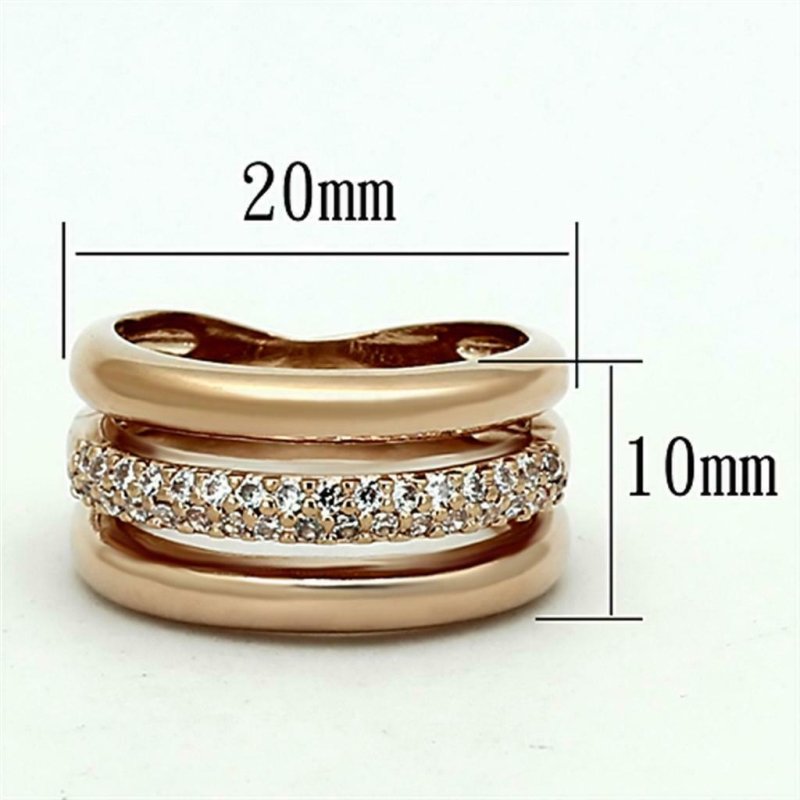 Jewellery Kingdom Ladies Cubic Zirconia Steel Chunky Rose Gold Ring Band Secondary image