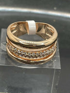 Jewellery Kingdom Ladies Cubic Zirconia Steel Chunky Rose Gold Ring Band - Jewelry Rings - British D'sire