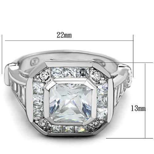 Jewellery Kingdom Ladies Cubic Zirconia Sterling Bezel Princess Cut Emerald Ring (Silver) Secondary image