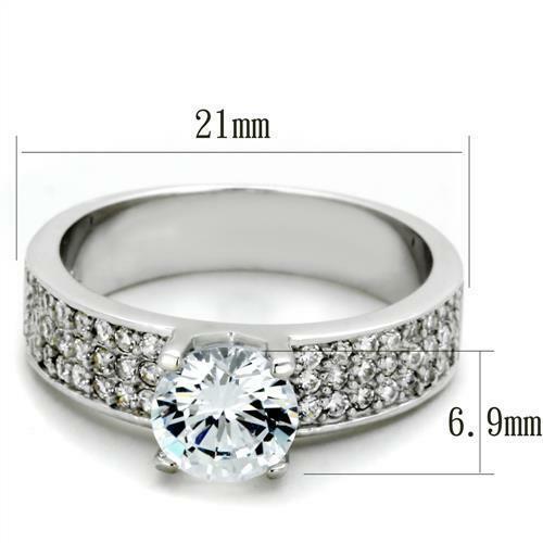 Jewellery Kingdom Ladies Cubic Zirconia Sterling Silver 2 Carat Solitaire Accents Pave Engagement Ring Secondary image