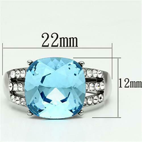 Jewellery Kingdom Ladies Cushion Aquamarine Cubic Zirconia 9 Carat Stainless Steel Silver Accent Ring (Blue) Secondary image