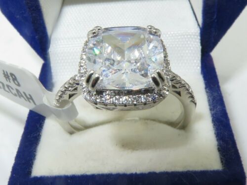 Jewellery Kingdom Ladies Cushion Cut 6 Carat Cz Rhodium Accents Sparkling Clear Ring (Silver) - Jewelry Rings - British D'sire