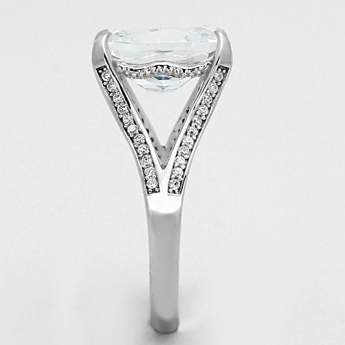 Jewellery Kingdom Ladies Cushion Cut Sterling Cz 6 Carat Clear Sparkling Pave Ring (Silver) Secondary image