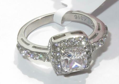 Jewellery Kingdom Ladies Cushion Cz Silver Stainless Steel Dress 2 Carat Ring - Jewelry Rings - British D'sire