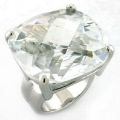 Jewellery Kingdom Ladies Cushion Cz Statement Cocktail Super Sparkling Rhodium Ring (Silver) - Jewelry Rings - British D'sire