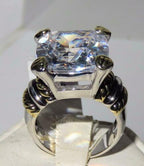 Jewellery Kingdom Ladies Cushion Sparkle Cocktail 5k Ring (Silver) - Rings - British D'sire