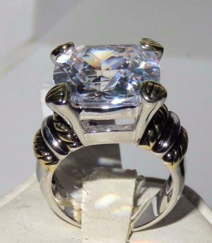 Jewellery Kingdom Ladies Cushion Sparkle Cocktail 5k Ring (Silver) - Rings - British D'sire
