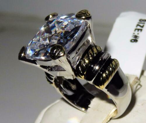 Jewellery Kingdom Ladies Cushion Sparkle Cocktail 5k Ring (Silver) - Rings - British D'sire