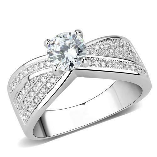 Jewellery Kingdom Ladies Cz 1.30 Carat Solitaire Accents Rhodium Ring (Silver) - Jewelry Rings - British D'sire