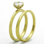 Jewellery Kingdom Ladies Cz 1.30ct Solitaire Wedding Engagement Band 18kt Ring Set (Gold) - Jewelry Rings - British D'sire