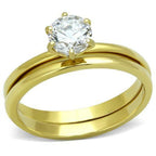 Jewellery Kingdom Ladies Cz 1.30ct Solitaire Wedding Engagement Band 18kt Ring Set (Gold) - Jewelry Rings - British D'sire