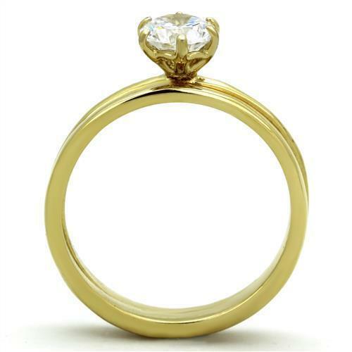 Jewellery Kingdom Ladies Cz 1.30ct Solitaire Wedding Engagement Band 18kt Ring Set (Gold) - Jewelry Rings - British D'sire
