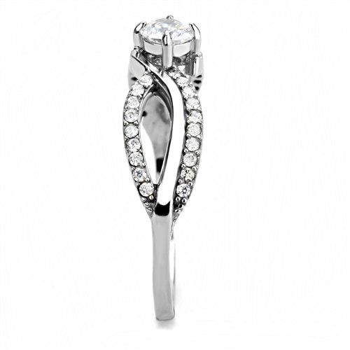 Jewellery Kingdom Ladies Cz 1.35 Carat Elegant Crossover Stainless Steel Silver Ring - Jewelry Rings - British D'sire Main image