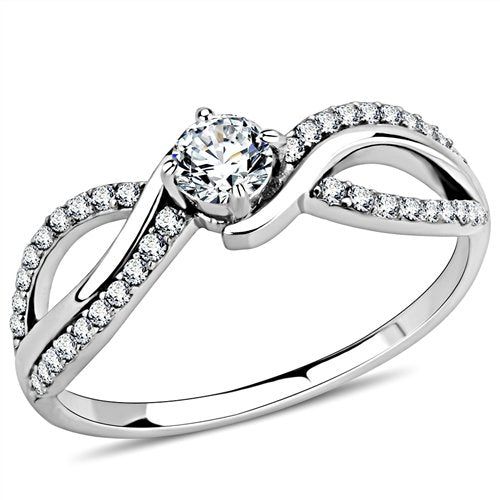 Jewellery Kingdom Ladies Cz 1.35 Carat Elegant Crossover Stainless Steel Silver Ring Secondary image