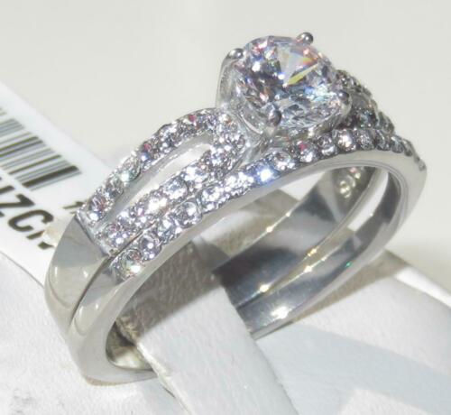 Jewellery Kingdom Ladies Cz 1.50 Carat Wedding Band Engagement Stainless Steel Ring Set - Jewelry Rings - British D'sire
