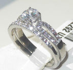 Jewellery Kingdom Ladies Cz 1.50 Carat Wedding Band Engagement Stainless Steel Ring Set - Jewelry Rings - British D'sire