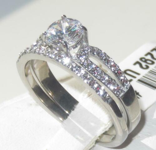 Jewellery Kingdom Ladies Cz 1.50 Carat Wedding Band Engagement Stainless Steel Ring Set - Jewelry Rings - British D'sire