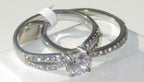 Jewellery Kingdom Ladies Cz 1.50 Carat Wedding Band Engagement Stainless Steel Ring Set - Jewelry Rings - British D'sire