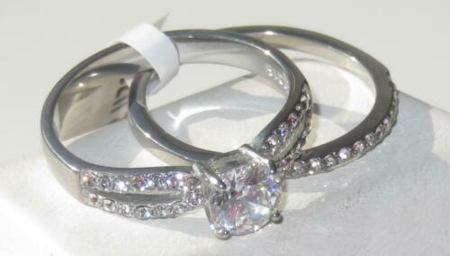 Jewellery Kingdom Ladies Cz 1.50 Carat Wedding Band Engagement Stainless Steel Ring Set - Jewelry Rings - British D'sire