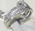 Jewellery Kingdom Ladies Cz 1.50 Carat Wedding Band Engagement Stainless Steel Ring Set - Jewelry Rings - British D'sire