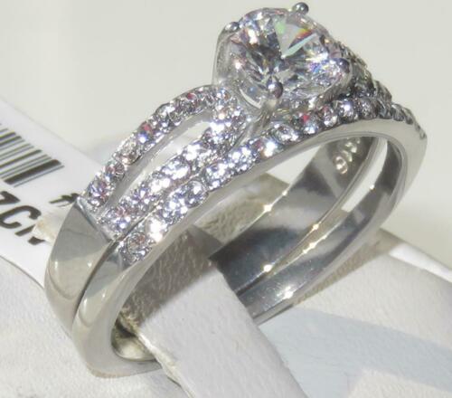 Jewellery Kingdom Ladies Cz 1.50 Carat Wedding Band Engagement Stainless Steel Ring Set - Jewelry Rings - British D'sire