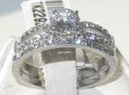 Jewellery Kingdom Ladies Cz 1.50 Carat Wedding Band Engagement Stainless Steel Ring Set - Jewelry Rings - British D'sire