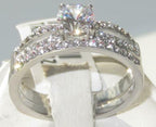 Jewellery Kingdom Ladies Cz 1.50 Carat Wedding Band Engagement Stainless Steel Ring Set - Jewelry Rings - British D'sire