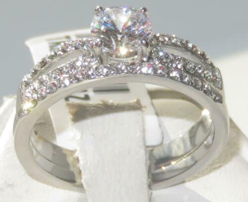 Jewellery Kingdom Ladies Cz 1.50 Carat Wedding Band Engagement Stainless Steel Ring Set - Jewelry Rings - British D'sire