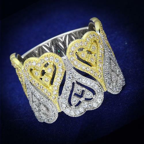 Jewellery Kingdom Ladies 15mm Gold 18k Sterling Silver Pave Full Eternity Band Ring Secondary image