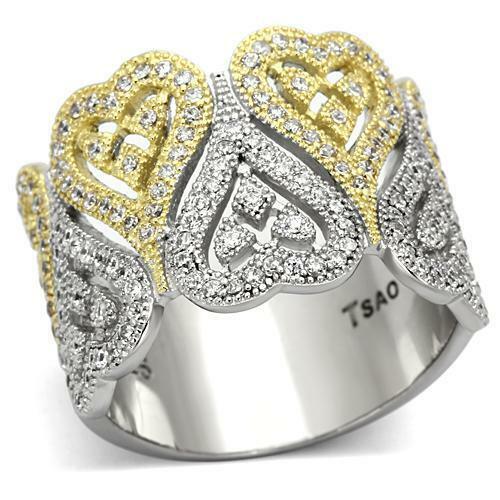 Jewellery Kingdom Ladies Cz 15mm Gold 18kt Sterling Silver Pave Full Eternity Band Ring - Jewelry Rings - British D'sire Main image
