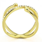 Jewellery Kingdom Ladies Cz 18kt Steel Open Heart Ends Flat Elegant Pretty Gold Band Ring - Jewelry Rings - British D'sire