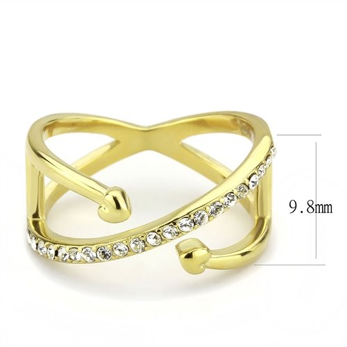 Jewellery Kingdom Ladies Cz 18kt Steel Open Heart Ends Flat Elegant Pretty Gold Band Ring - Jewelry Rings - British D'sire