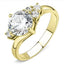 Jewellery Kingdom Ladies CZ 2 Carat 18kt Steel Anniversary Pretty Elegant Sparkle Ring (Gold) - Jewelry Rings - British D'sire