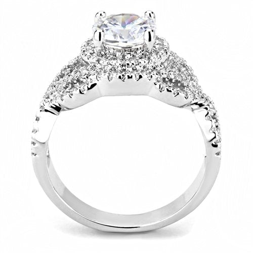 Jewellery Kingdom Ladies Cz 2.5 Carat Pretty Rhodium Pave Dress Womens Sparkling Ring (Silver) - Jewelry Rings - British D'sire