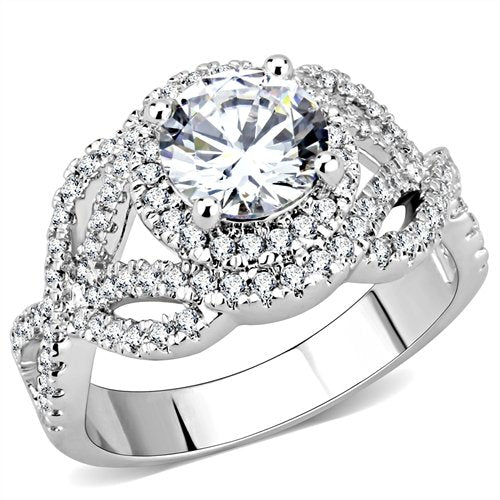 Jewellery Kingdom Ladies Cz 2.5 Carat Pretty Rhodium Pave Dress Womens Sparkling Ring (Silver) - Jewelry Rings - British D'sire