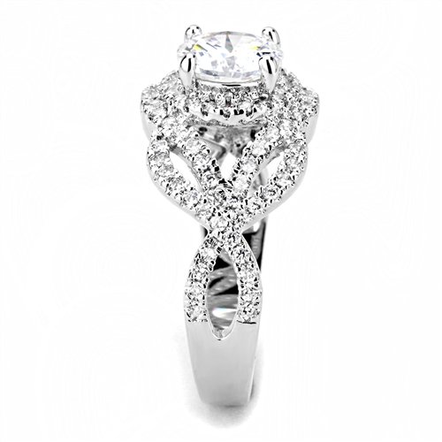 Jewellery Kingdom Ladies Cz 2.5 Carat Pretty Rhodium Pave Dress Womens Sparkling Ring (Silver) - Jewelry Rings - British D'sire