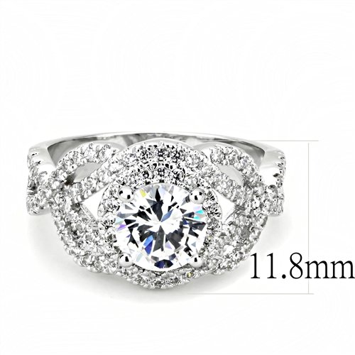 Jewellery Kingdom Ladies Cz 2.5 Carat Pretty Rhodium Pave Dress Womens Sparkling Ring (Silver) - Jewelry Rings - British D'sire