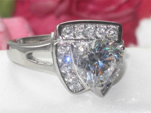 Jewellery Kingdom Ladies Cz 3 Carat Solitaire Accents Stainless Steel Silver Swirl Ring - Jewelry Rings - British D'sire Main image