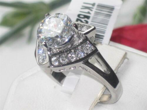 Jewellery Kingdom Ladies Cz 3 Carat Solitaire Accents Stainless Steel Silver Swirl Ring Secondary image