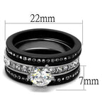 Jewellery Kingdom Ladies Cz 3pcs Engagement Wedding Bands Cz Solitaire Stack Ring Set (Black) - Jewelry Rings - British D'sire