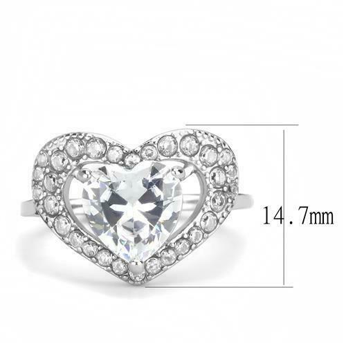 Jewellery Kingdom Ladies Cz 4 Carat Heart Set Stainless Steel New Ring (Silver) - Jewelry Rings - British D'sire