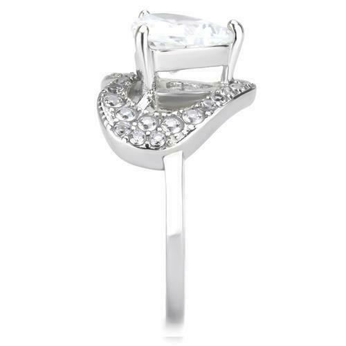 Jewellery Kingdom Ladies Cz 4 Carat Heart Set Stainless Steel New Ring (Silver) - Jewelry Rings - British D'sire