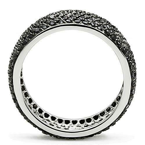 Jewellery Kingdom Ladies Cz 9mm Band Full Eternity Chunky Black Ring - Jewelry Rings - British D'sire Main image