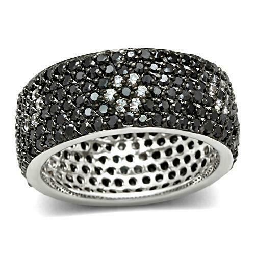 Jewellery Kingdom Ladies Cz 9mm Band Full Eternity Chunky Black Ring Secondary image