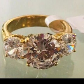 Jewellery Kingdom Ladies CZ Anniversary Past Present Future Three Stone Ring (Gold) - Rings - British D'sire Main image