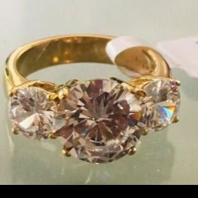 Jewellery Kingdom Ladies CZ Anniversary Past Present Future Three Stone Ring (Gold) - Rings - British D'sire
