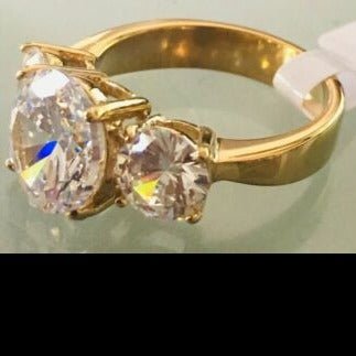 Jewellery Kingdom Ladies Anniversary Past Present Future Three Stone Ring (Gold) Secondary image