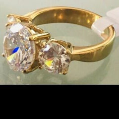 Jewellery Kingdom Ladies CZ Anniversary Past Present Future Three Stone Ring (Gold) - Rings - British D'sire